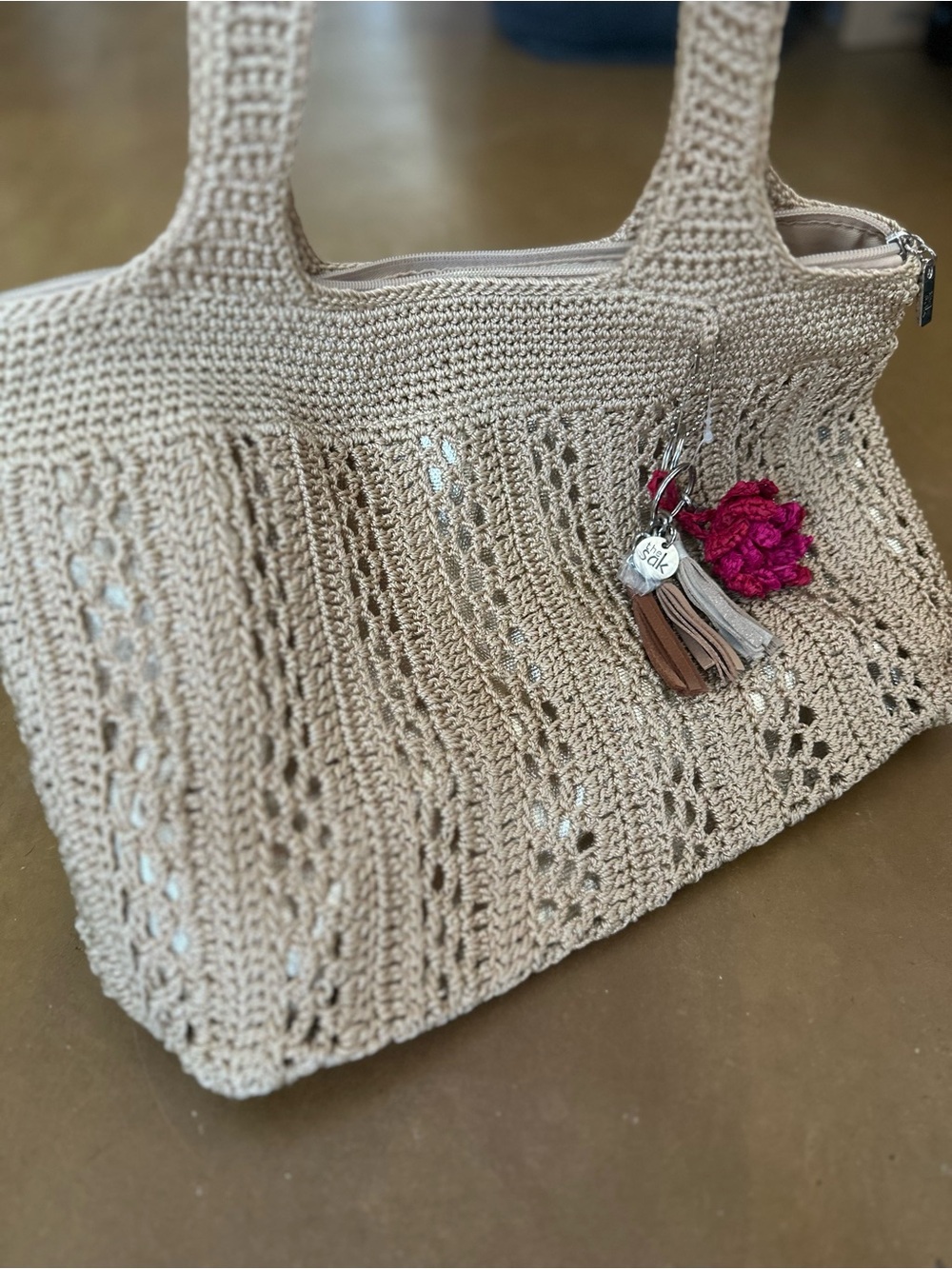 The Sak Hand-Crocheted Sola Carryall Tote - Bamboo with Gold - Picture 2 of 10